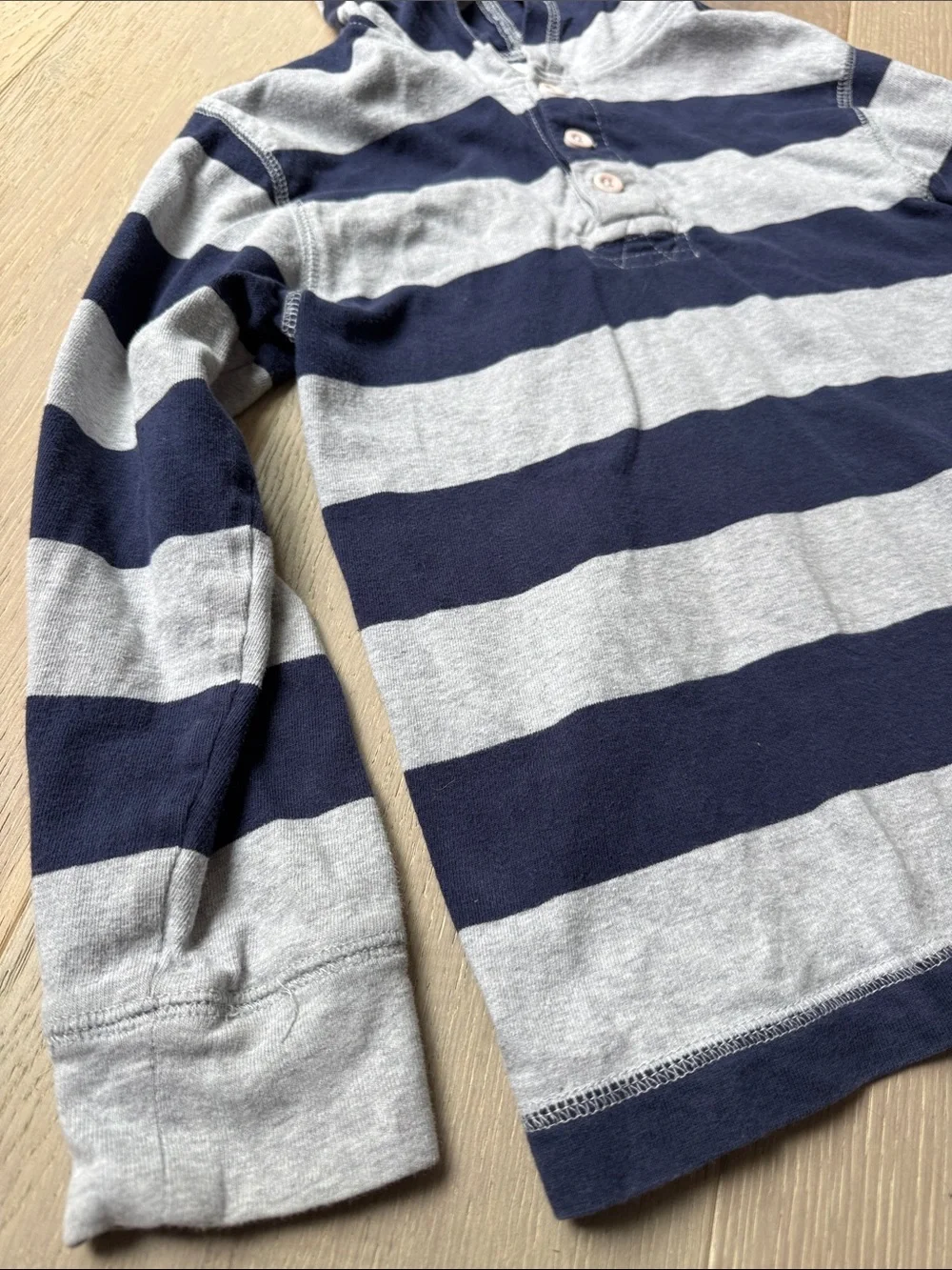 Gymboree Navy & Light Gray Striped Hooded Shirt